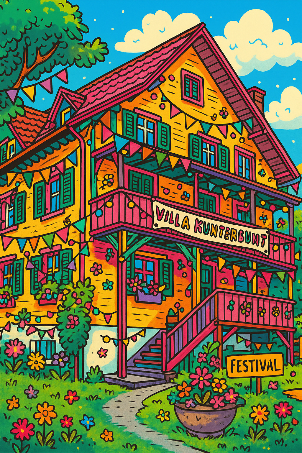 Villa Kunterbunt Illustration